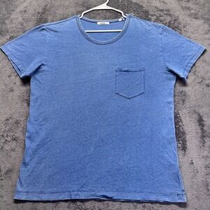 Buck Mason Pocket Tee Mens Large Blue Slub Cotton Crewneck Preppy Comfort